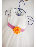 Ivory Satin Tulle Flower Girl Dress With Flower Petals